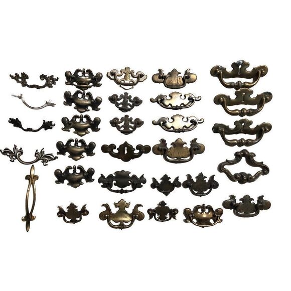 Vintage Lot Of Brass Drawer Pulls Hardware 20 pc